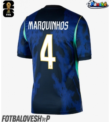 Brazílie Marquinhos #4 Venkovní Dres MS 2026 Krátký Rukáv